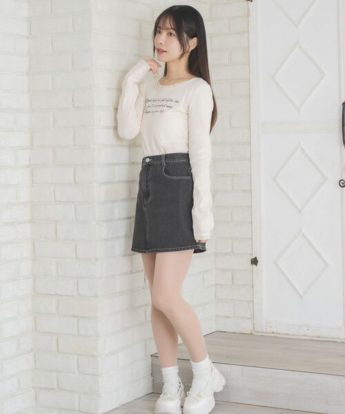 ems excite（エムズエキサイト）の「レース付きメッセージロゴCT（Tシャツ/カットソー・レディース・ナチュラル/チャコールグレー/ピンク・FREE）」の19枚目の写真