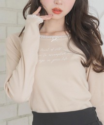 ems excite | レース付きメッセージロゴCT(Tシャツ/カットソー)