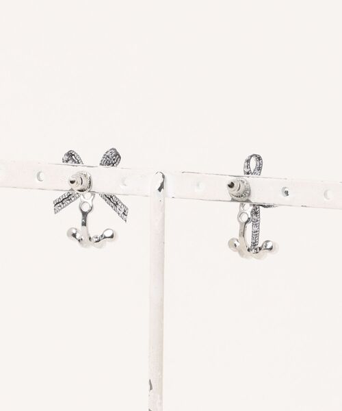 MASHIRO（マシロ）の「【MASHIRO】ブラックカラーリボンモチーフピアス６点セット/アクリルハートモチーフパール（MA/EK237）（ピアス（両耳用）・メンズ・シルバー・FREE）」の5枚目の写真