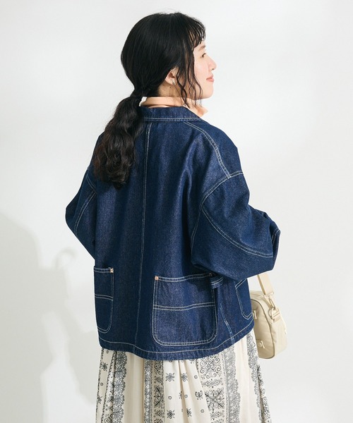 CRAFT STANDARD BOUTIQUE（クラフトスタンダードブティック）の「【ユニセックス】デニムブルゾン（デニムジャケット・レディース・ダークインディゴブルー/ブラック・M/S/L）」の22枚目の写真