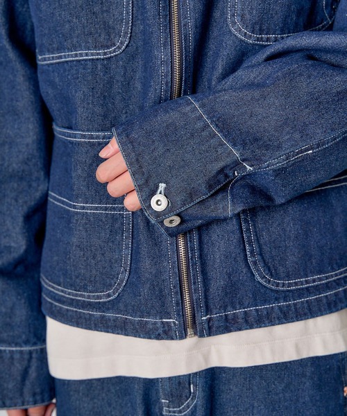 CRAFT STANDARD BOUTIQUE（クラフトスタンダードブティック）の「【ユニセックス】デニムブルゾン（デニムジャケット・レディース・ダークインディゴブルー/ブラック・M/S/L）」の19枚目の写真