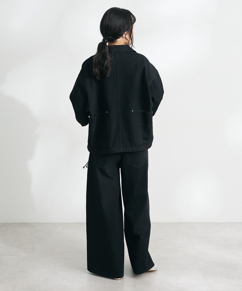 CRAFT STANDARD BOUTIQUE（クラフトスタンダードブティック）の「【ユニセックス】デニムブルゾン（デニムジャケット・レディース・ダークインディゴブルー/ブラック・M/S/L）」の3枚目の写真