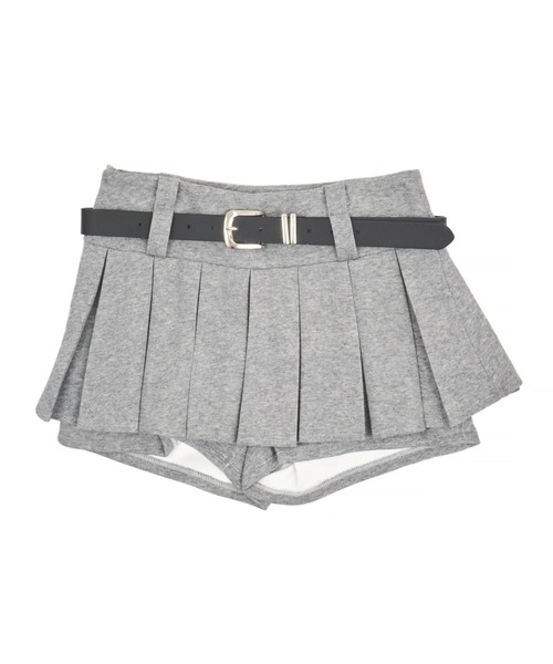 Figments（フィグメンツ）の「ベルト付きダブルウエストプリーツミニスカート（スカート・レディース・ブラック/杢グレー・MEDIUM/SMALL）」の9枚目の写真