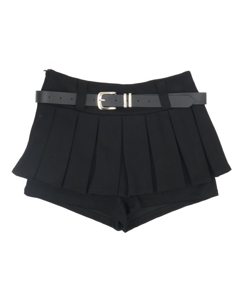 Figments（フィグメンツ）の「ベルト付きダブルウエストプリーツミニスカート（スカート・レディース・ブラック/杢グレー・MEDIUM/SMALL）」の10枚目の写真