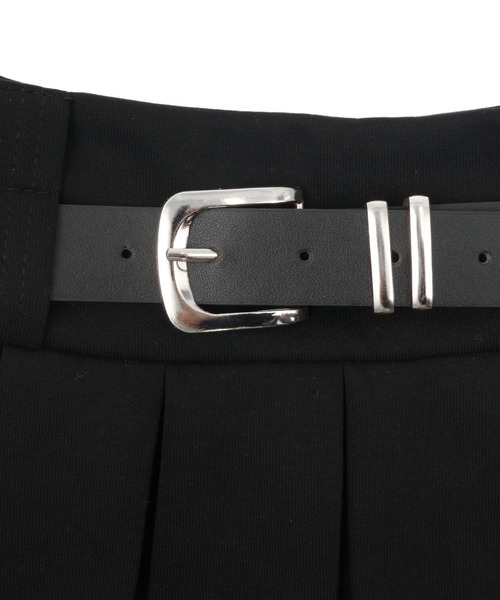 Figments（フィグメンツ）の「ベルト付きダブルウエストプリーツミニスカート（スカート・レディース・ブラック/杢グレー・MEDIUM/SMALL）」の12枚目の写真