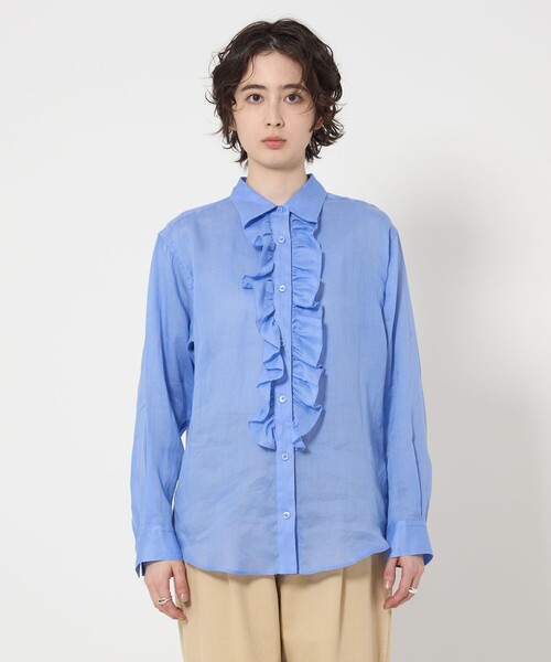 美品 size1 ユナイテッドトウキョウ ランダムフリルブラウス シャツ 青. UNITED TOKYO（ユナイテッドトウキョウ）の「ランダムプリーツ