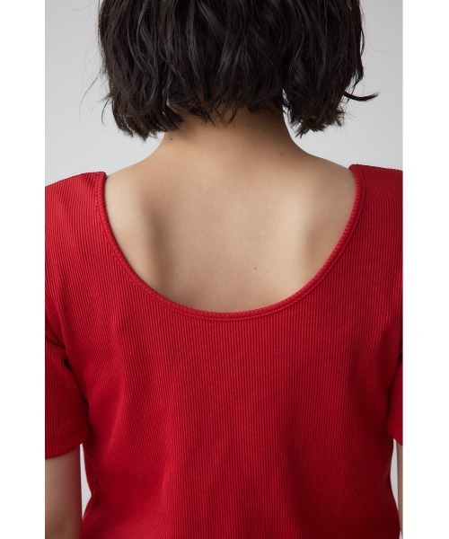 AZUL by moussy（アズールバイマウジー）の「2WAYドライタッチリブトップス（Tシャツ/カットソー・レディース・オフホワイト/ブラック/ライトベージュ/レッド・SMALL/MEDIUM）」の7枚目の写真