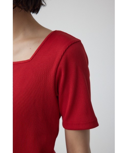 AZUL by moussy（アズールバイマウジー）の「2WAYドライタッチリブトップス（Tシャツ/カットソー・レディース・オフホワイト/ブラック/ライトベージュ/レッド・SMALL/MEDIUM）」の8枚目の写真