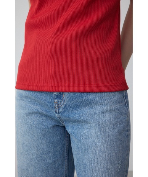 AZUL by moussy（アズールバイマウジー）の「2WAYドライタッチリブトップス（Tシャツ/カットソー・レディース・オフホワイト/ブラック/ライトベージュ/レッド・SMALL/MEDIUM）」の9枚目の写真