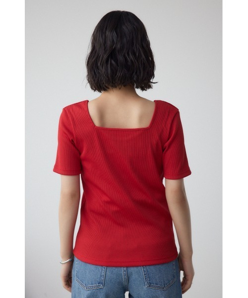 AZUL by moussy（アズールバイマウジー）の「2WAYドライタッチリブトップス（Tシャツ/カットソー・レディース・オフホワイト/ブラック/ライトベージュ/レッド・SMALL/MEDIUM）」の11枚目の写真