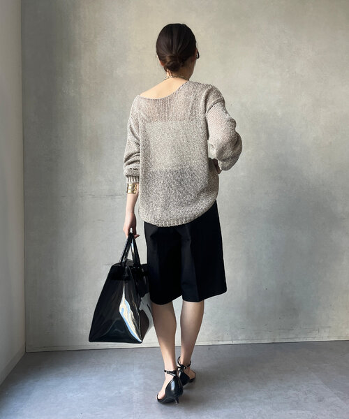 DouDou(ドゥドゥ)の「リネン混ハーフパンツ(その他パンツ・レディース・ブラック/モカ・FREE)」の6枚目の写真