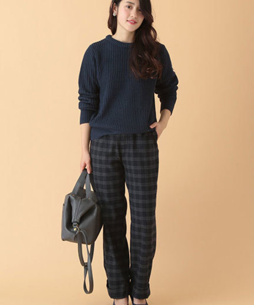 Green　Parks（グリーンパークス）の「・N裾ﾀﾞﾌﾞﾙﾜｲﾄﾞﾊﾟﾝﾂ（その他パンツ・レディース・ストライプ/その他1/ブルー系その他/ネイビー・LARGE/MEDIUM）」の2枚目の写真