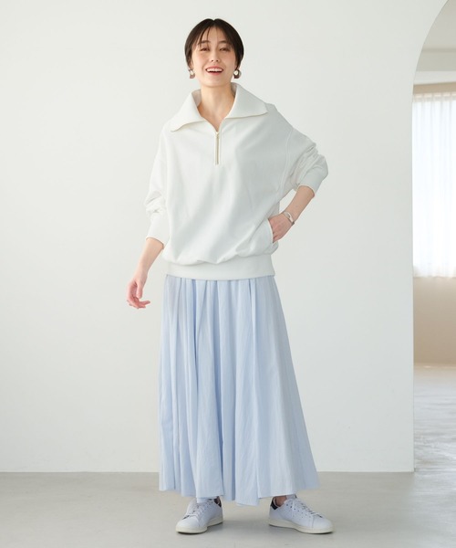 Elura（エルーラ）の「裏毛ハーフZIPプルオーバー/321618（Tシャツ/カットソー・レディース・ホワイト/ブラック/ライトグレー・FREE）」の4枚目の写真