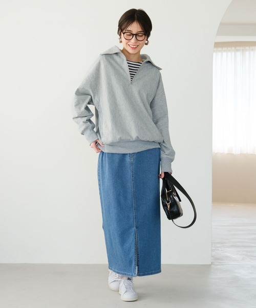 Elura（エルーラ）の「裏毛ハーフZIPプルオーバー/321618（Tシャツ/カットソー・レディース・ホワイト/ブラック/ライトグレー・FREE）」の7枚目の写真