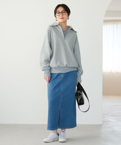 Elura（エルーラ）の「裏毛ハーフZIPプルオーバー/321618（Tシャツ/カットソー・レディース・ホワイト/ブラック/ライトグレー・FREE）」の9枚目の写真