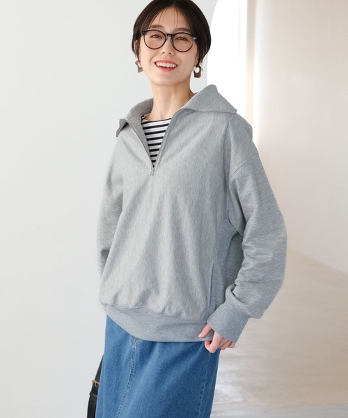 Elura（エルーラ）の「裏毛ハーフZIPプルオーバー/321618（Tシャツ/カットソー・レディース・ホワイト/ブラック/ライトグレー・FREE）」の10枚目の写真