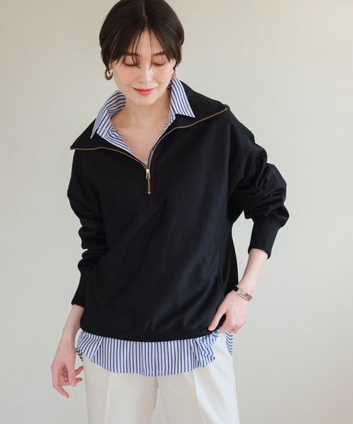 Elura（エルーラ）の「裏毛ハーフZIPプルオーバー/321618（Tシャツ/カットソー・レディース・ホワイト/ブラック/ライトグレー・FREE）」の11枚目の写真
