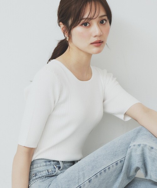 index（インデックス）の「リブケーブルニット【洗濯機洗い可】（ニット/セーター・レディース・チャコールグレー/サンドベージュ/ライトブルー/ホワイト系9・42/38/36/40）」の2枚目の写真