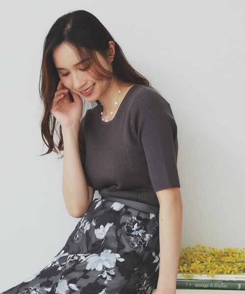 index（インデックス）の「リブケーブルニット【洗濯機洗い可】（ニット/セーター・レディース・チャコールグレー/サンドベージュ/ライトブルー/ホワイト系9・42/38/36/40）」の3枚目の写真