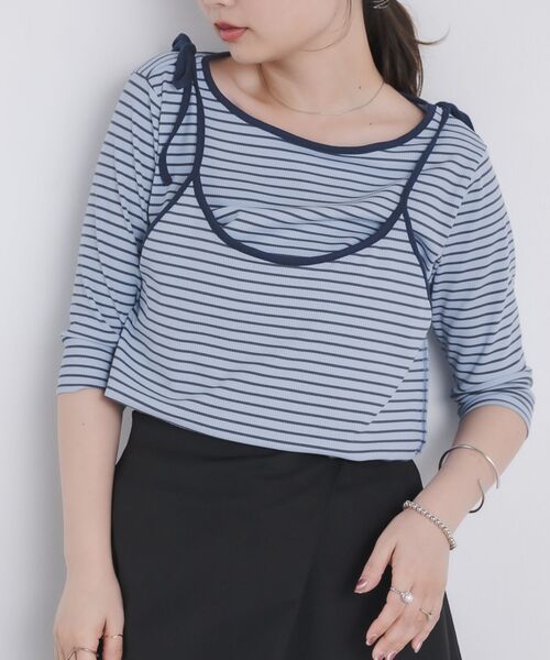 kivi（キヴィ）の「2way border tops（Tシャツ/カットソー・レディース・ホワイト/ブルー・FREE）」の2枚目の写真
