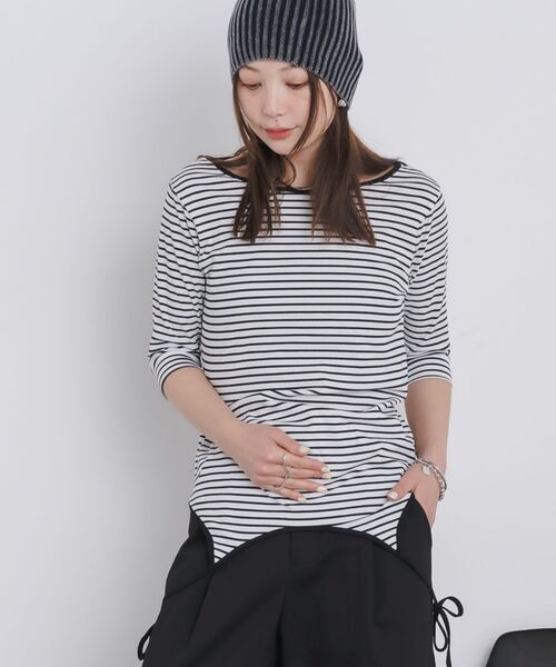 kivi（キヴィ）の「2way border tops（Tシャツ/カットソー・レディース・ホワイト/ブルー・FREE）」の3枚目の写真