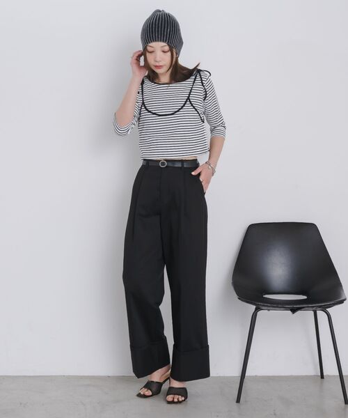 kivi（キヴィ）の「2way border tops（Tシャツ/カットソー・レディース・ホワイト/ブルー・FREE）」の5枚目の写真