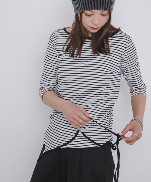 kivi（キヴィ）の「2way border tops（Tシャツ/カットソー・レディース・ホワイト/ブルー・FREE）」の15枚目の写真
