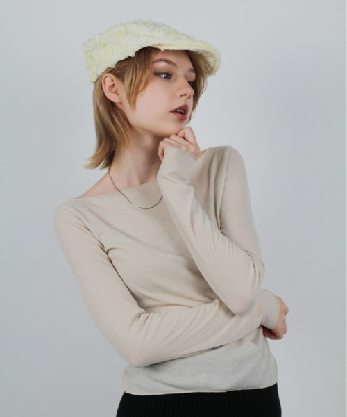 IMARI(イマリ)の「【 IMARI / イマリ 】 シンプル シアー ロング スリーブ TEE(Tシャツ/カットソー・レディース・ブラック/アイボリー/グレー/ブルー/ベージュ・FREE)」の2枚目の写真