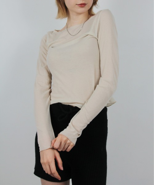 IMARI(イマリ)の「【 IMARI / イマリ 】 シンプル シアー ロング スリーブ TEE(Tシャツ/カットソー・レディース・ブラック/アイボリー/グレー/ブルー/ベージュ・FREE)」の10枚目の写真