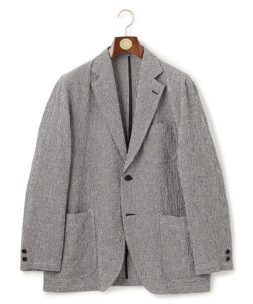 J.PRESS（ジェイプレス）の「リネン×シアサッカーの清涼感【高通気性】ストレッチリネンシアサッカー ジャケット（テーラードジャケット・メンズ・ブラウン系3/ダルブルー系3・MEDIUM/LARGE/X-LARGE/BM/BL）」の10枚目の写真