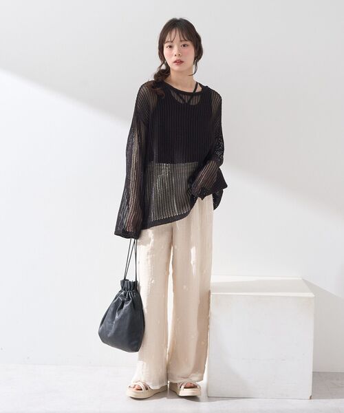タンクトップ付きメッシュのカットソー TOSHIO GOMA インナータンクトップ付き メッシュカットソー L
