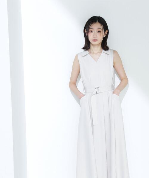NATURAL BEAUTY BASIC（ナチュラルビューティーベーシック）の「◇ベルテッドシャツワンピース（シャツワンピース・レディース・ダークブラウン/オフホワイト/ブルー・MEDIUM/SMALL）」の2枚目の写真