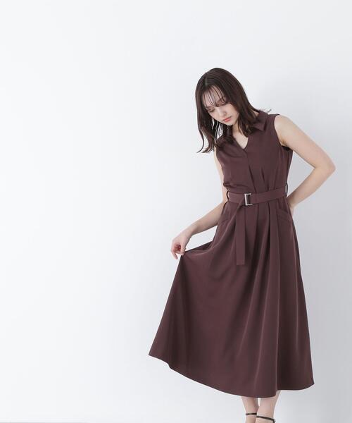 NATURAL BEAUTY BASIC（ナチュラルビューティーベーシック）の「◇ベルテッドシャツワンピース（シャツワンピース・レディース・ダークブラウン/オフホワイト/ブルー・MEDIUM/SMALL）」の20枚目の写真