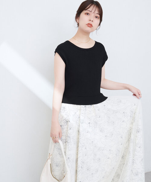 natural couture(ナチュラルクチュール)の「ニット×チュールドッキングワンピース(ワンピース・レディース・モカ/ラベンダー/ピンク/ブラック・MEDIUM/LARGE)」の20枚目の写真