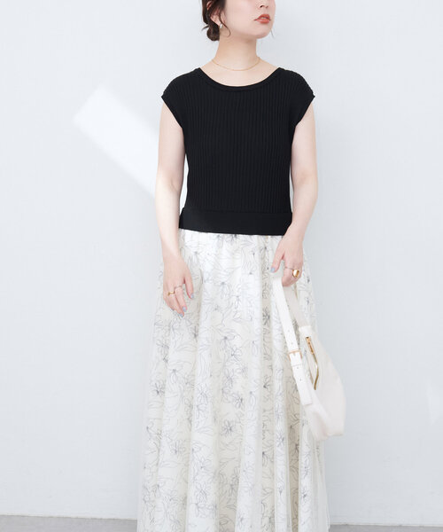 natural couture(ナチュラルクチュール)の「ニット×チュールドッキングワンピース(ワンピース・レディース・モカ/ラベンダー/ピンク/ブラック・MEDIUM/LARGE)」の18枚目の写真