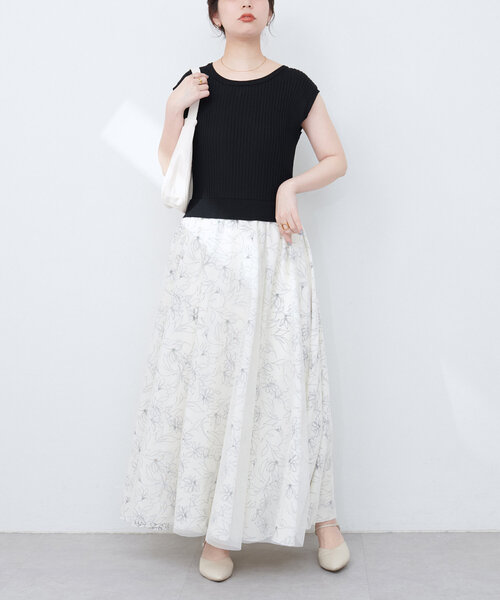 natural couture(ナチュラルクチュール)の「ニット×チュールドッキングワンピース(ワンピース・レディース・モカ/ラベンダー/ピンク/ブラック・MEDIUM/LARGE)」の17枚目の写真