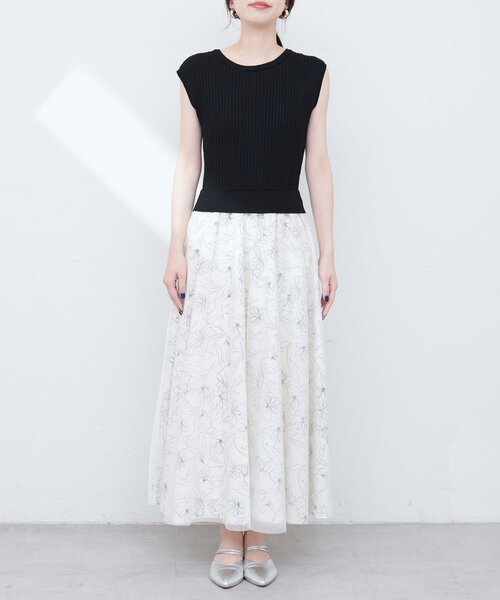 natural couture(ナチュラルクチュール)の「ニット×チュールドッキングワンピース(ワンピース・レディース・モカ/ラベンダー/ピンク/ブラック・MEDIUM/LARGE)」の16枚目の写真