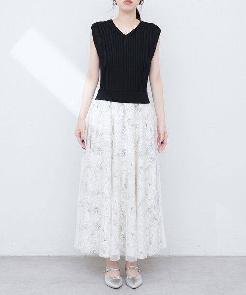natural couture(ナチュラルクチュール)の「ニット×チュールドッキングワンピース(ワンピース・レディース・モカ/ラベンダー/ピンク/ブラック・MEDIUM/LARGE)」の8枚目の写真