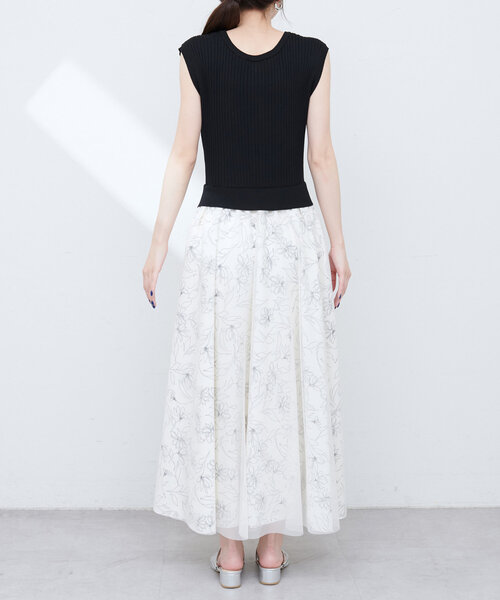 natural couture(ナチュラルクチュール)の「ニット×チュールドッキングワンピース(ワンピース・レディース・モカ/ラベンダー/ピンク/ブラック・MEDIUM/LARGE)」の7枚目の写真