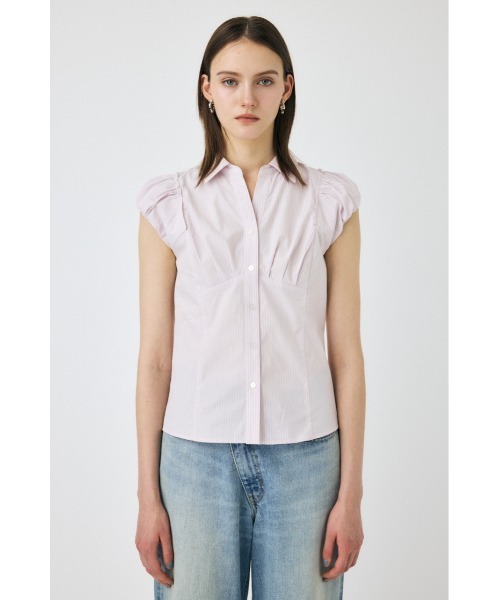 MOUSSY（マウジー）の「PIN STRIPE FIT シャツ（シャツ/ブラウス・レディース・ホワイト/ライトピンク/ブルー・1/2）」の3枚目の写真
