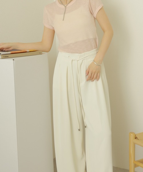 LAULEN（ローレン）の「double tuck belted wide pants /ダブルタック ウエスト リボンベルト付き ワイド パンツ（その他パンツ・レディース・ブラック/アイボリー/チャコールグレー・S/M）」の10枚目の写真