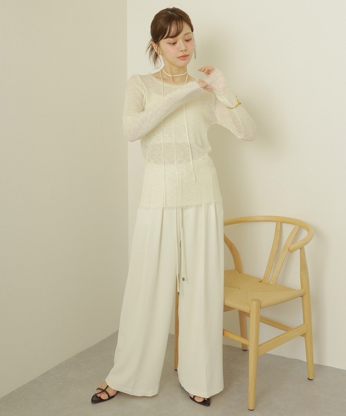 LAULEN（ローレン）の「double tuck belted wide pants /ダブルタック ウエスト リボンベルト付き ワイド パンツ（その他パンツ・レディース・ブラック/アイボリー/チャコールグレー・S/M）」の11枚目の写真