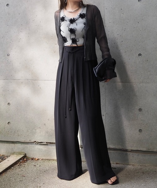 LAULEN（ローレン）の「double tuck belted wide pants /ダブルタック ウエスト リボンベルト付き ワイド パンツ（その他パンツ・レディース・ブラック/アイボリー/チャコールグレー・S/M）」の19枚目の写真