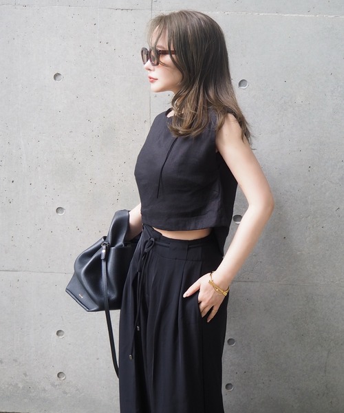 LAULEN（ローレン）の「double tuck belted wide pants /ダブルタック ウエスト リボンベルト付き ワイド パンツ（その他パンツ・レディース・ブラック/アイボリー/チャコールグレー・S/M）」の21枚目の写真