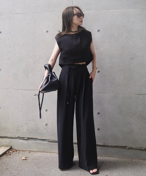 LAULEN（ローレン）の「double tuck belted wide pants /ダブルタック ウエスト リボンベルト付き ワイド パンツ（その他パンツ・レディース・ブラック/アイボリー/チャコールグレー・S/M）」の22枚目の写真