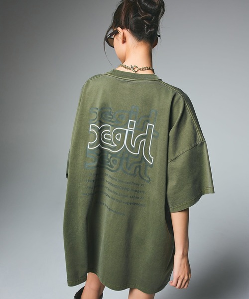 早い者勝ち X-girl OVER PRINT MILLS LOGO S/S BIG TEE DRESS OVER PRINT MILLS LOGO S/S BIG TEE DRESS｜エックスガールの