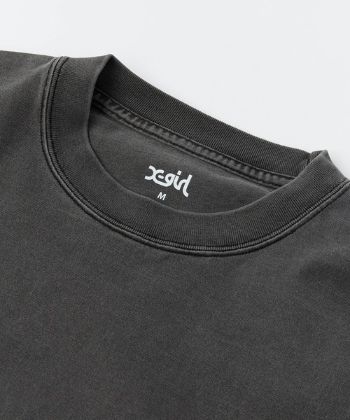 X-girl（エックスガール）の「OVER PRINT MILLS LOGO S/S BIG TEE DRESS（ワンピース・レディース・ブラック/オリーブ・S/M）」の5枚目の写真