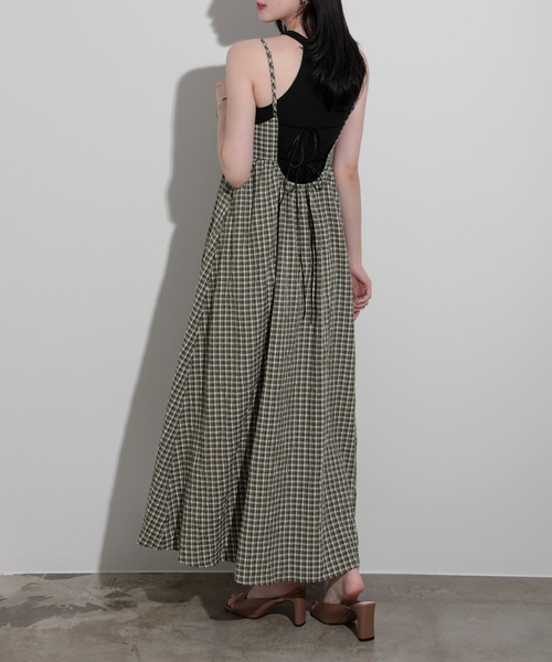 SUNFLOWER EIGHT(サンフラワーエイト)の「バックオープンリボンキャミワンピース(ワンピース・レディース・ホワイト系その他/グリーン系その他・FREE)」の4枚目の写真
