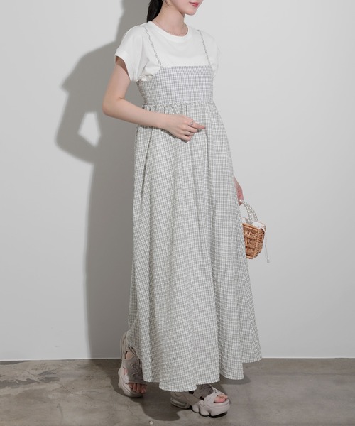 SUNFLOWER EIGHT(サンフラワーエイト)の「バックオープンリボンキャミワンピース(ワンピース・レディース・ホワイト系その他/グリーン系その他・FREE)」の6枚目の写真