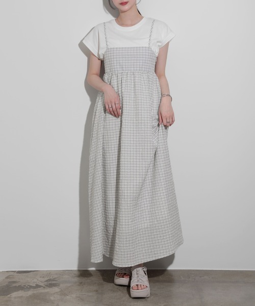 SUNFLOWER EIGHT(サンフラワーエイト)の「バックオープンリボンキャミワンピース(ワンピース・レディース・ホワイト系その他/グリーン系その他・FREE)」の9枚目の写真
